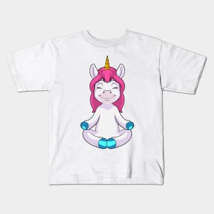 Unicorn at Meditate in Sitting Kids T-Shirt